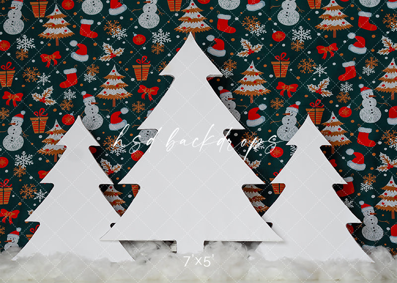 Christmas Tree Cutouts Backdrop for Studio Photoshoot 