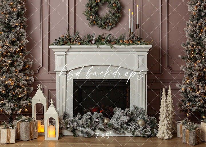 Christmas Fireside family photoshoot backdrop 