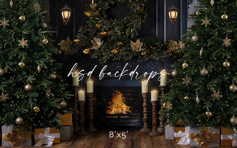 Antique Black Christmas Fireplace Photo Backdrop – HSD Photography ...