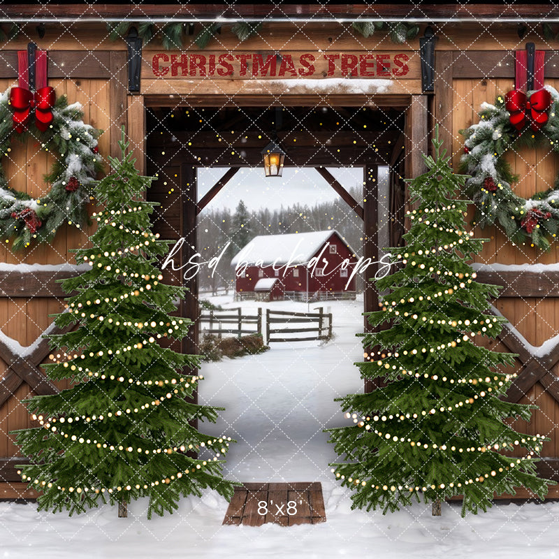 Christmas Tree Farm Entrance (sweep options) - HSD Photography Backdrops 