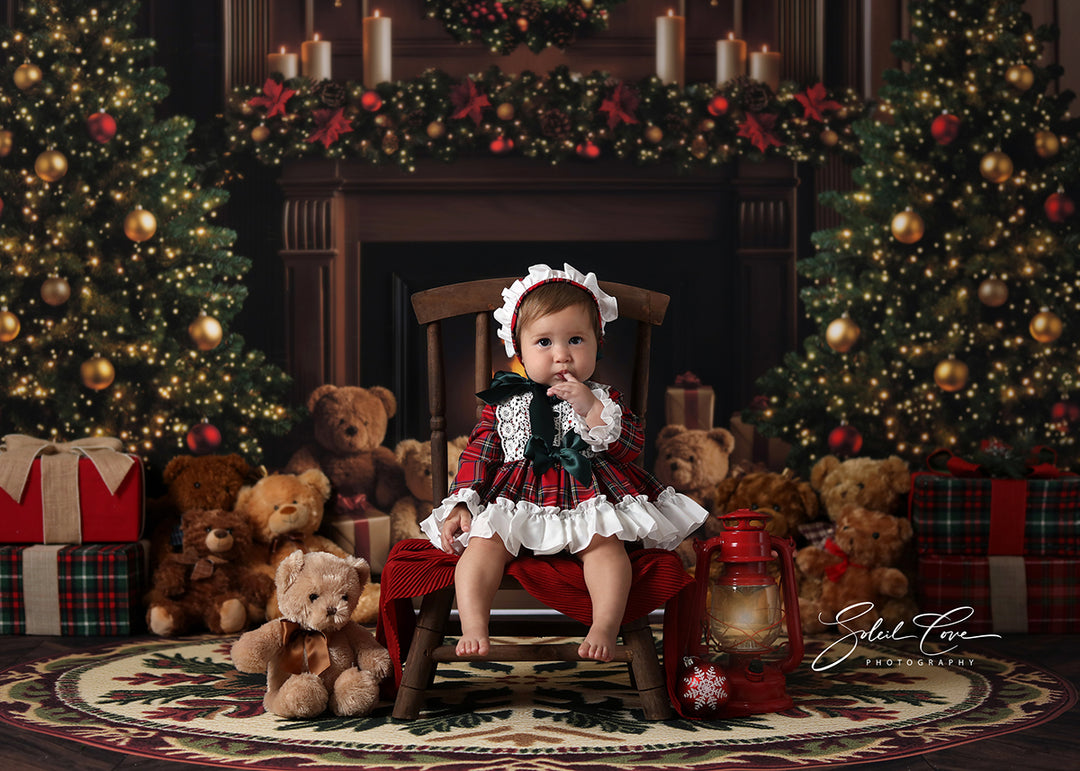 Teddy Bear Christmas Fireplace (sweep options) - HSD Photography Backdrops 
