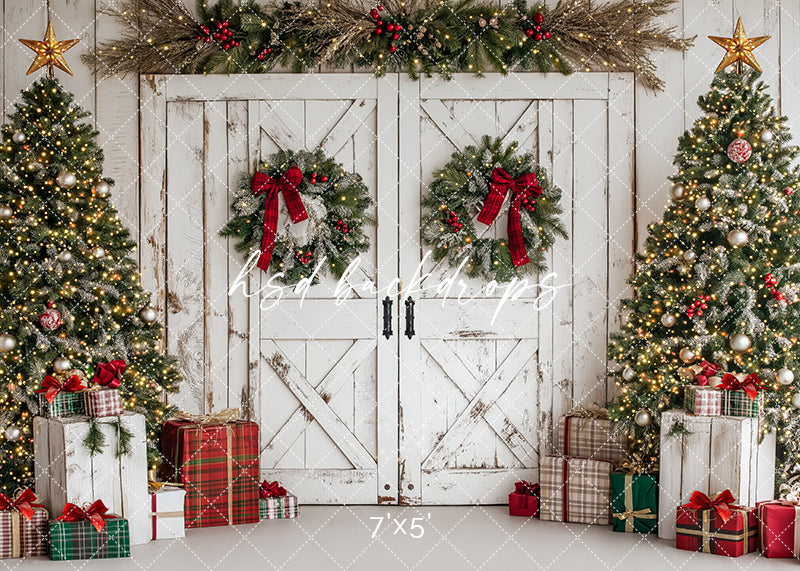 Kate Christmas Hot Cocoa Photography Backdrop 8x8ft – Rustic Wood Texture Winter Party Background For Studio, Kids Photos, Holidays