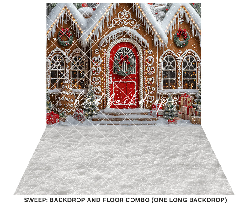 Festive Gingerbread House Photo Backdrop & Scene Setter