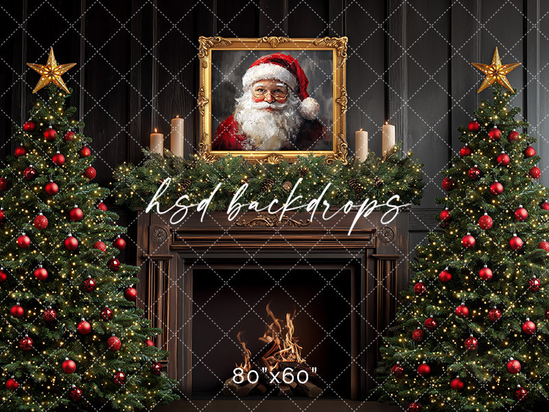 Santa Christmas Fireplace Backdrop for Pictures Scene Setter – HSD ...
