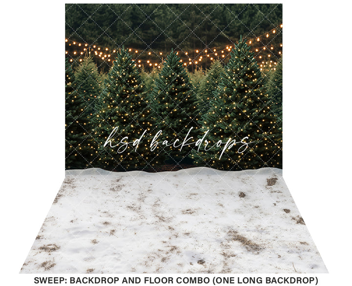 Twinkling Tree Farm with Snow (sweep options) - HSD Photography Backdrops 