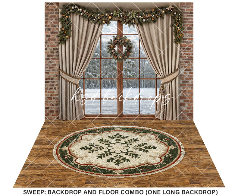 Christmas Cabin Window (sweep options) - HSD Photography Backdrops 
