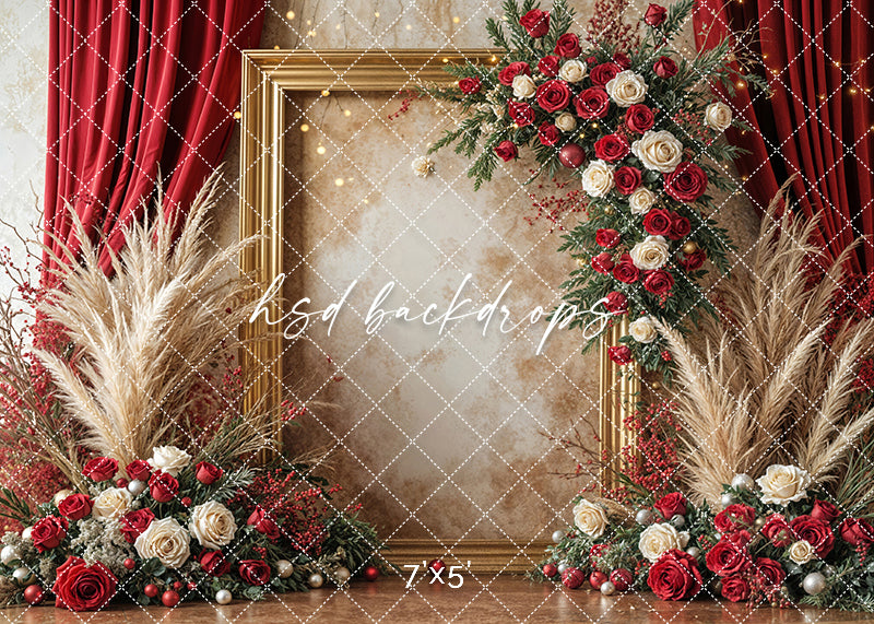 Christmas Floral Frame Photography Backdrop – HSD Photography Backdrops