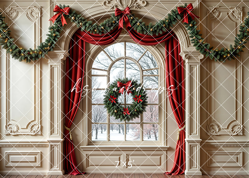 Arched White Winter Window Christmas Photo Background – HSD Photography ...