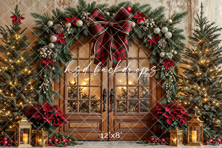 Plaid & Poinsettia Door