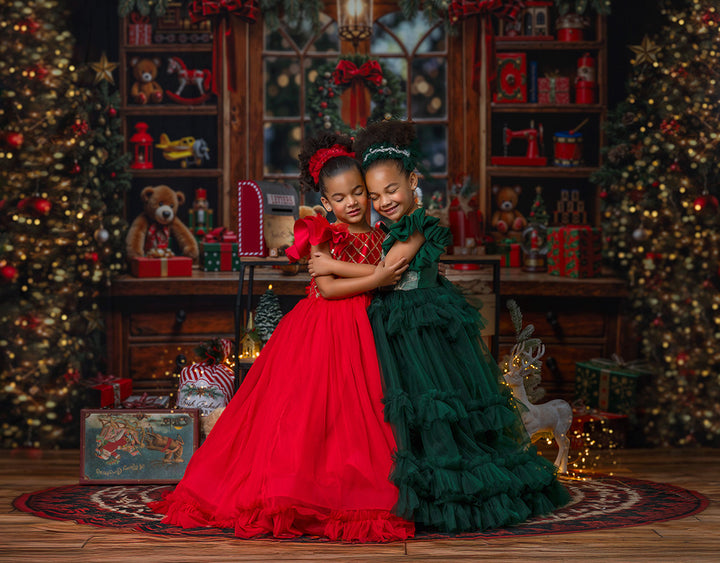 Santa's Toy Workshop Bench - Christmas Photo Backdrop (sweep options)