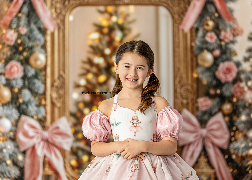 Blush & Gold Gilded Frame * Christmas Photo Background (sweep options)