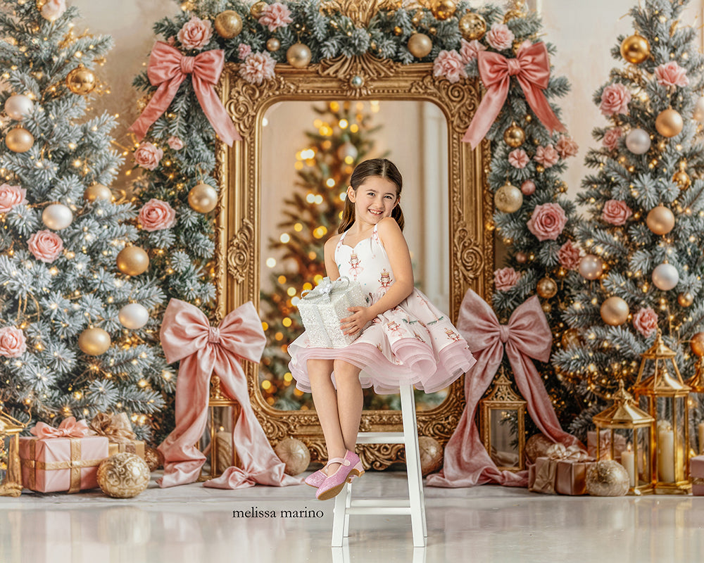 Blush & Gold Gilded Frame * Christmas Photo Background (sweep options)