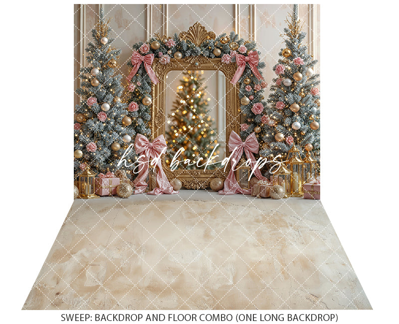 Blush & Gold Gilded Frame - Christmas Photo Background (sweep options)