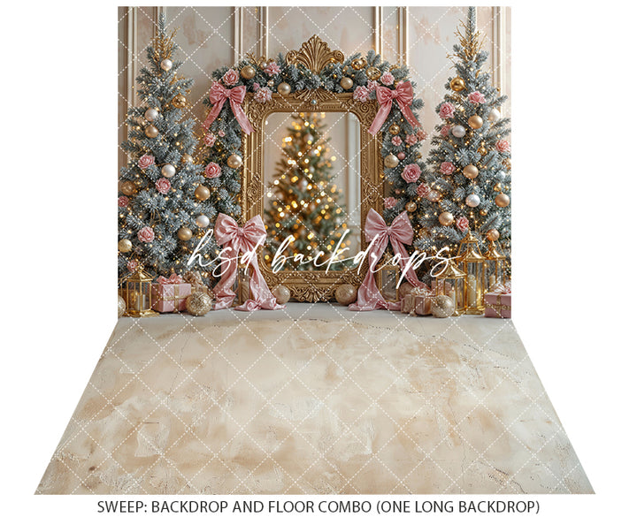 Blush & Gold Gilded Frame - Christmas Photo Background (sweep options)