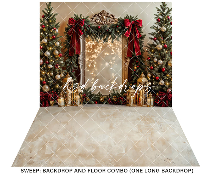 Velvet Crimson Gilded Frame * Christmas Photo Backdrop (sweep options)
