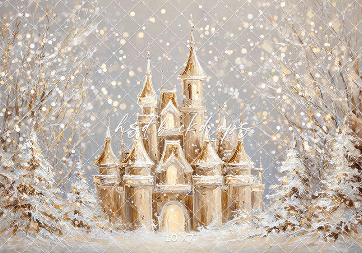 Golden Winter Castle – Christmas Fairytale Backdrop