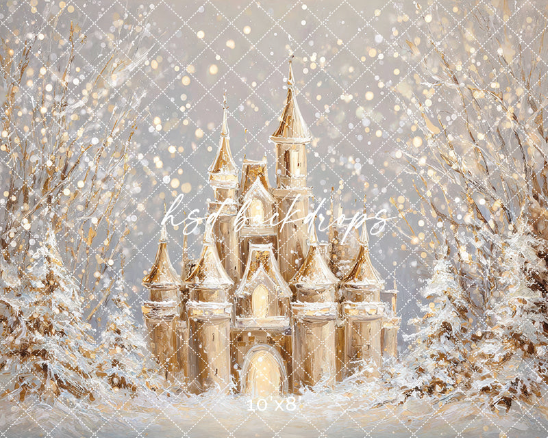 Golden Winter Castle – Christmas Fairytale Backdrop