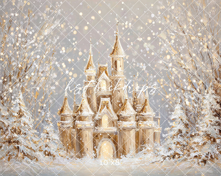 Golden Winter Castle – Christmas Fairytale Backdrop