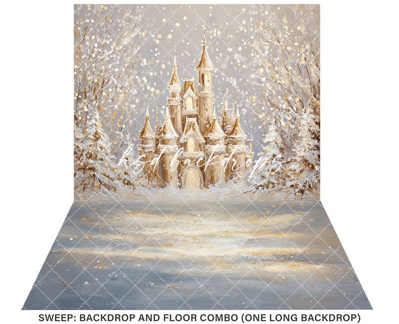 Golden Winter Castle – Christmas Fairytale Backdrop