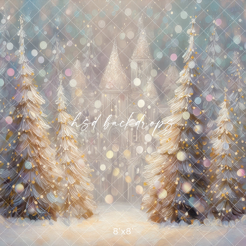 Enchanted Winter Castle – Christmas Wonderland Backdrop