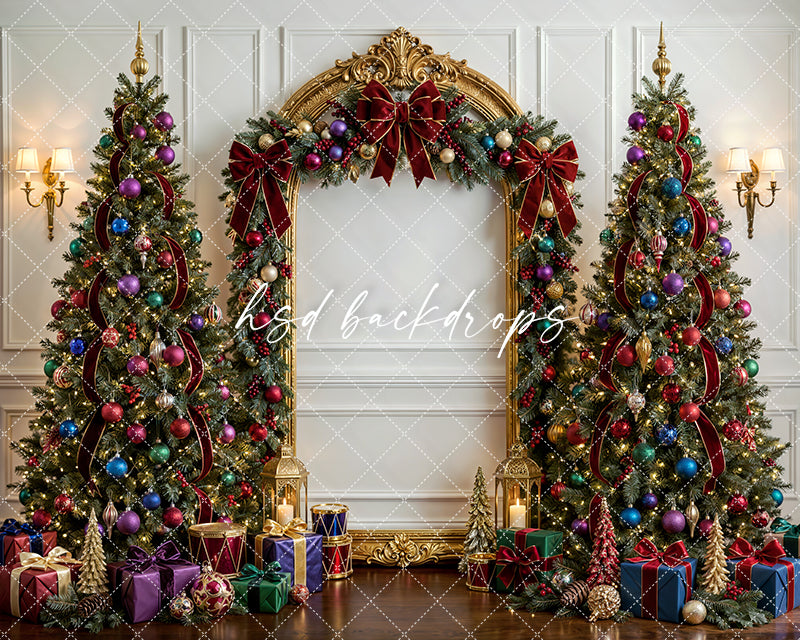Festive Gem Ornament Christmas Photography Backdrop – Glam Holiday Portrait Scene | HSD Backdrops