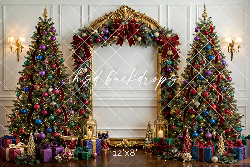 Festive Gem Ornament Christmas Photography Backdrop – Glam Holiday Portrait Scene | HSD Backdrops