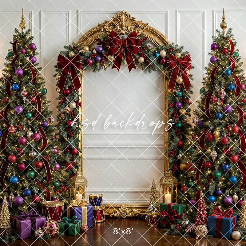 Festive Gem Ornament Christmas Photography Backdrop – Glam Holiday Portrait Scene | HSD Backdrops