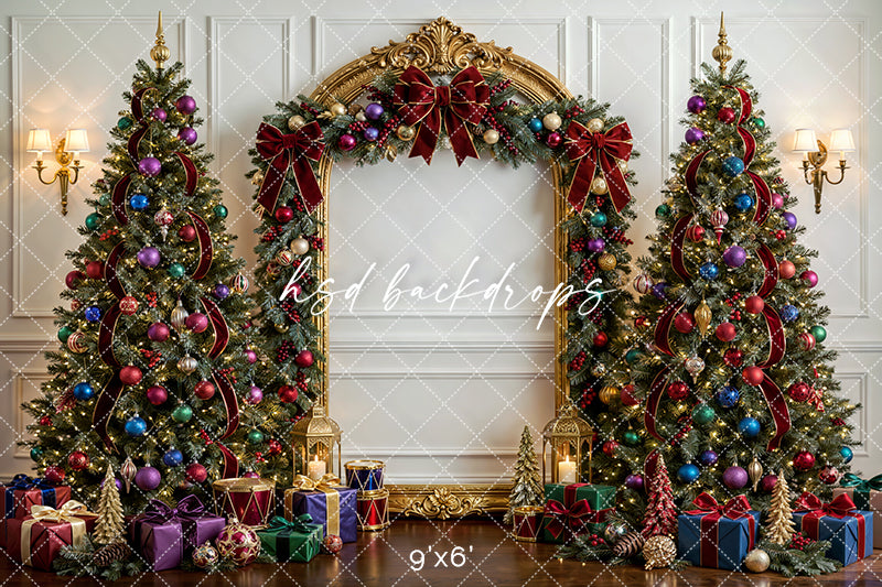 Festive Gem Ornament Christmas Photography Backdrop – Glam Holiday Portrait Scene | HSD Backdrops