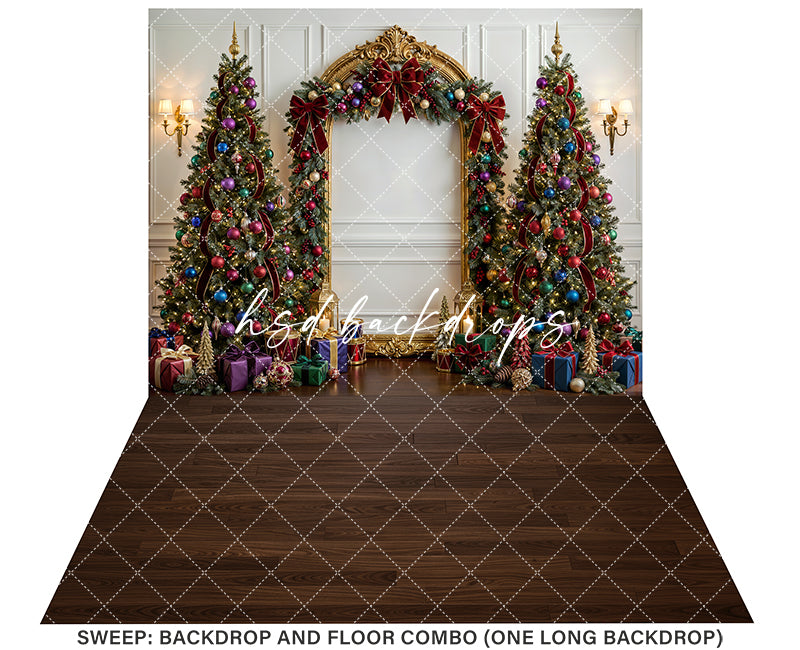 Festive Gem Ornament Christmas Photography Backdrop – Glam Holiday Portrait Scene | HSD Backdrops