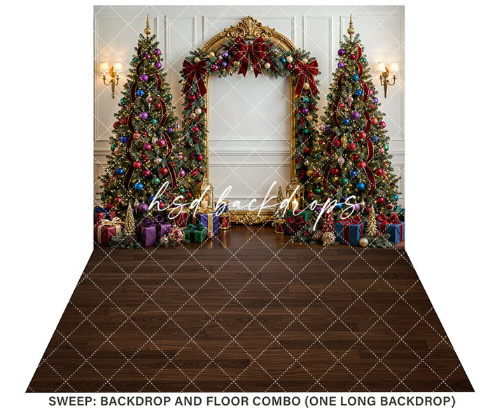 Festive Gem Ornament Christmas Photography Backdrop – Glam Holiday Portrait Scene | HSD Backdrops