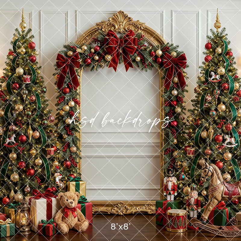 Heirloom Holiday Christmas Photography Backdrop – Festive Toyland Portrait Scene | HSD Backdrops