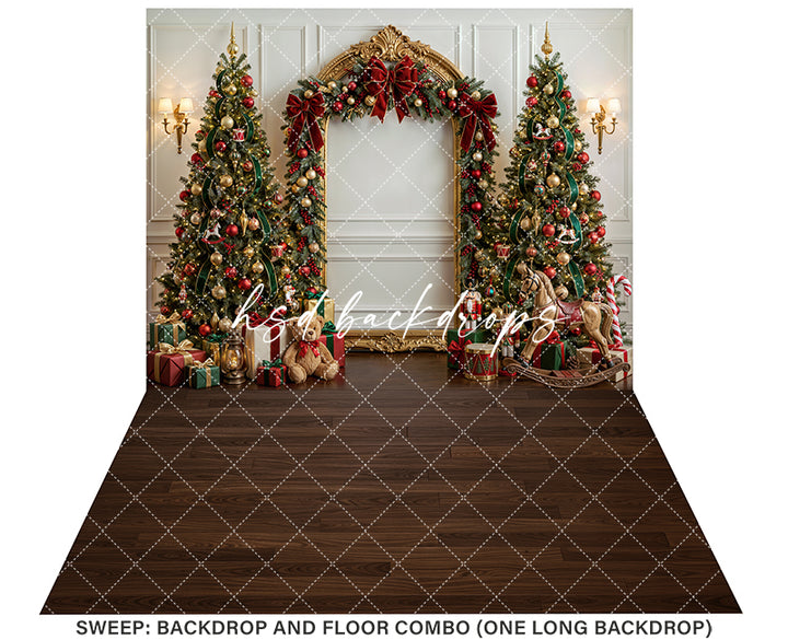 Heirloom Holiday Christmas Photography Backdrop – Festive Toyland Portrait Scene | HSD Backdrops