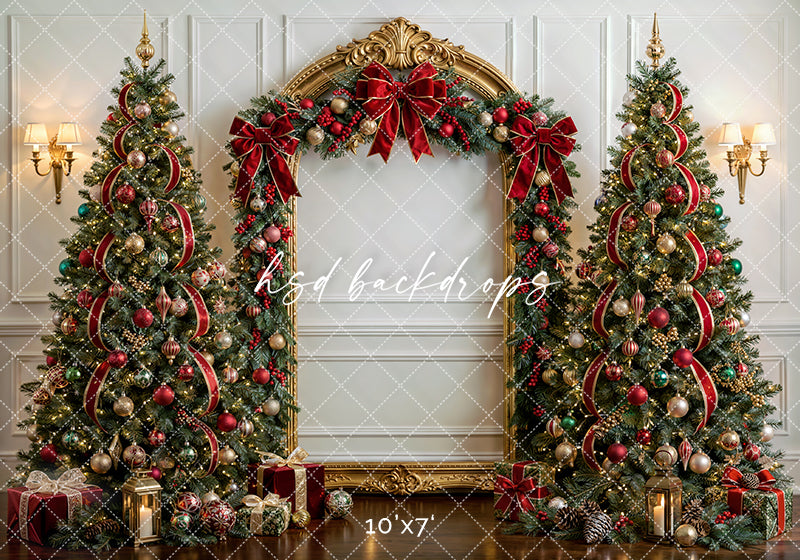 Traditional Christmas Arch Photography Backdrop – Festive Holiday Portrait Scene | HSD Backdrops