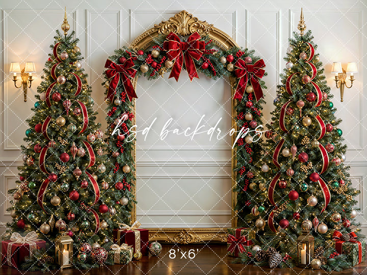 Traditional Christmas Arch Photography Backdrop – Festive Holiday Portrait Scene | HSD Backdrops