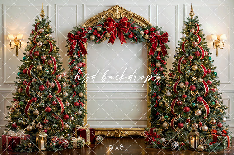 Traditional Christmas Arch Photography Backdrop – Festive Holiday Portrait Scene | HSD Backdrops