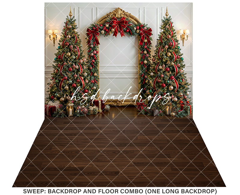 Traditional Christmas Arch Photography Backdrop – Festive Holiday Portrait Scene | HSD Backdrops