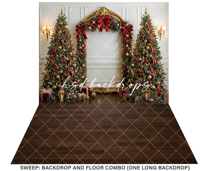 Traditional Christmas Arch Photography Backdrop – Festive Holiday Portrait Scene | HSD Backdrops