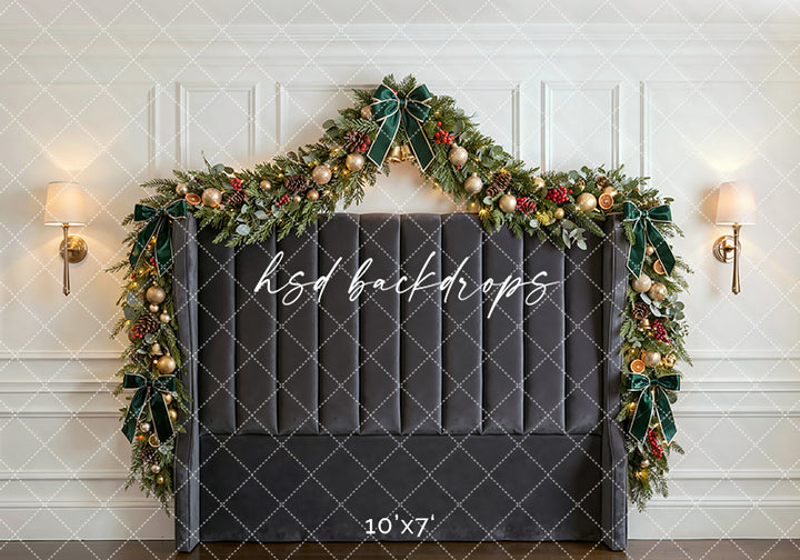 Winter Manor Headboard Photography Backdrop – Graceful Holiday Portrait Scene | HSD Backdrops