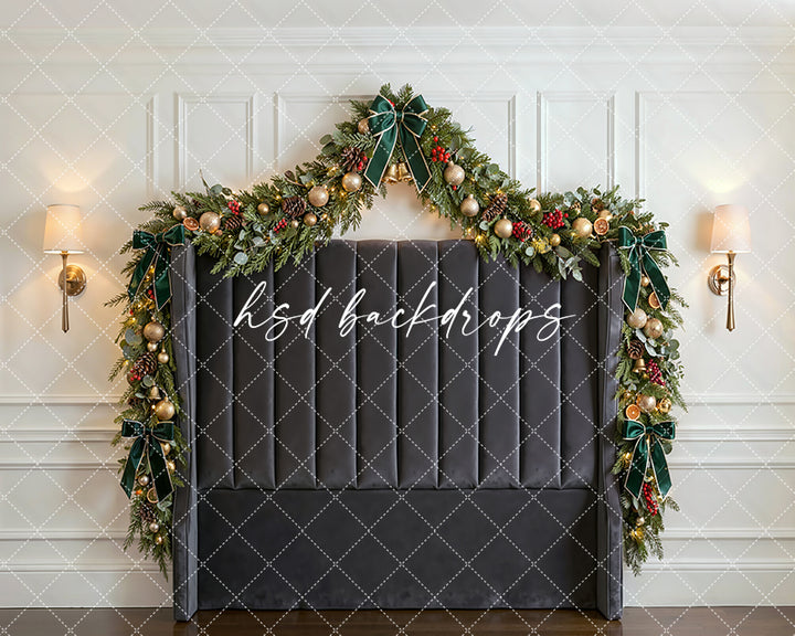 Winter Manor Headboard Photography Backdrop – Graceful Holiday Portrait Scene | HSD Backdrops