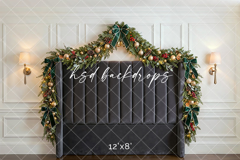 Winter Manor Headboard Photography Backdrop – Graceful Holiday Portrait Scene | HSD Backdrops