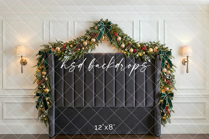 Winter Manor Headboard Photography Backdrop – Graceful Holiday Portrait Scene | HSD Backdrops