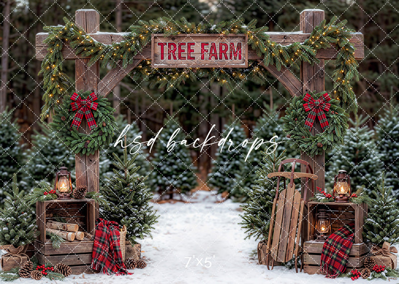 Plaid Wreath Tree Farm Photography Backdrop – HSD Photography Backdrops
