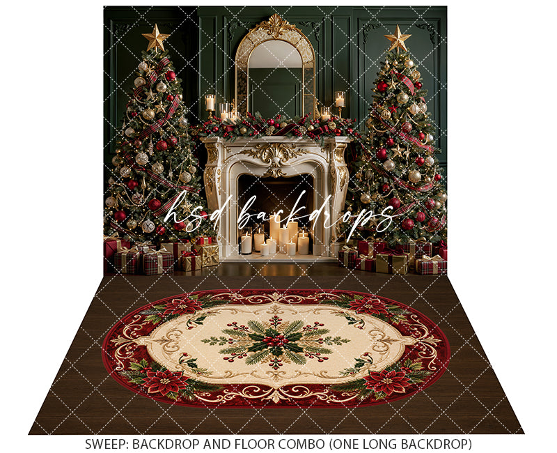 Yuletide Tartan Hearth Photography Backdrop – Timeless Holiday Portrait Setting | HSD Backdrops