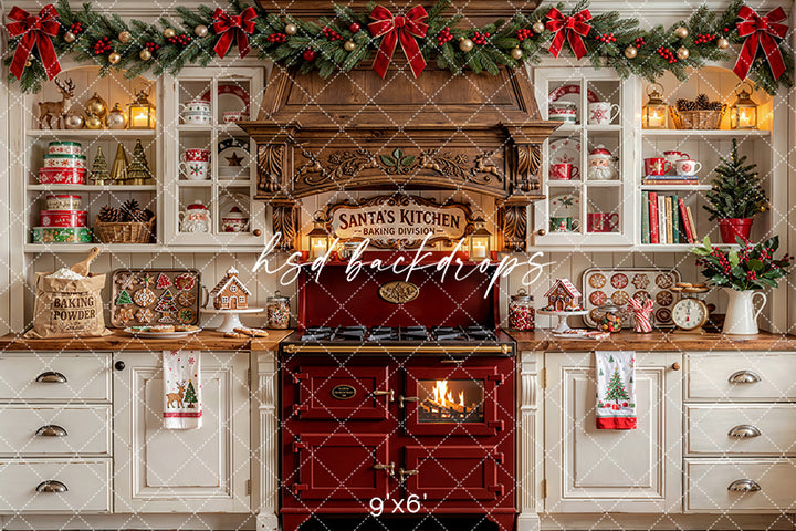 Holiday Cookie Kitchen Photography Backdrop – Festive Baking Portrait Scene | HSD Backdrops