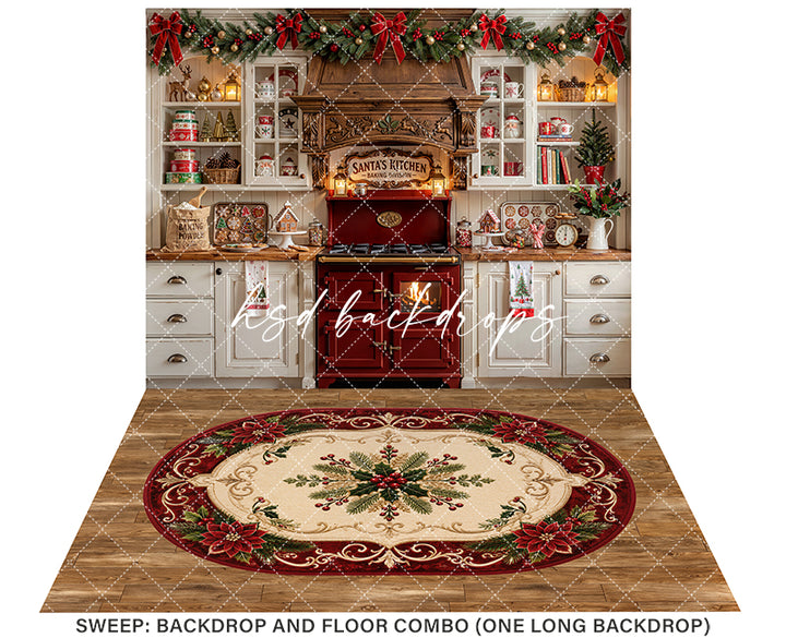 Holiday Cookie Kitchen Photography Backdrop – Festive Baking Portrait Scene | HSD Backdrops