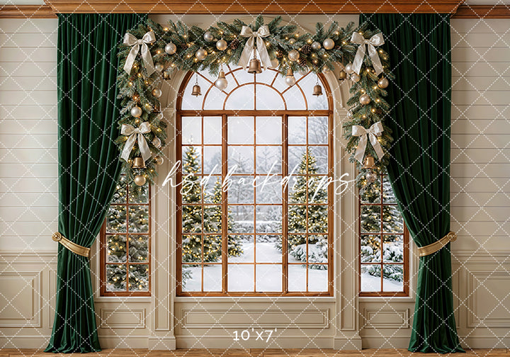 Grand Noel Window Photography Backdrop – Timeless Holiday Portrait Scene | HSD Backdrops