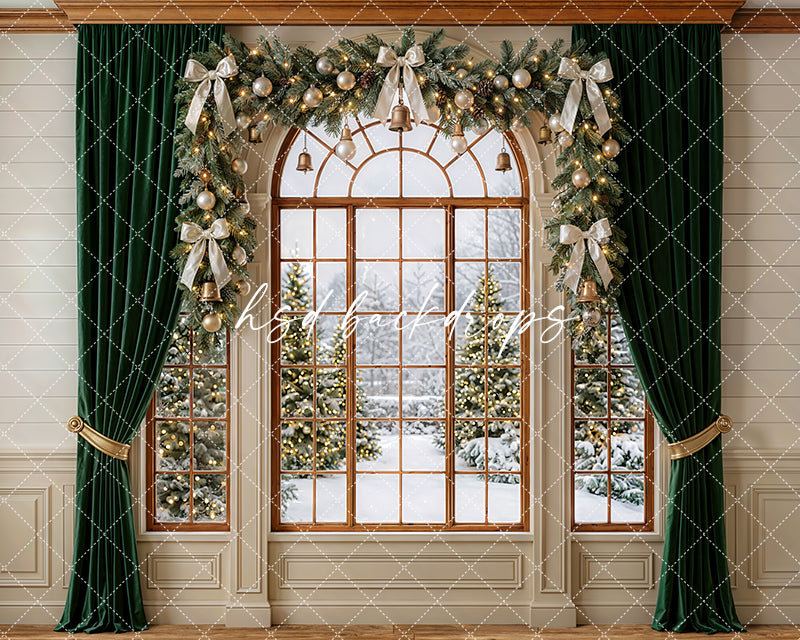Grand Noel Window Photography Backdrop – Timeless Holiday Portrait Scene | HSD Backdrops