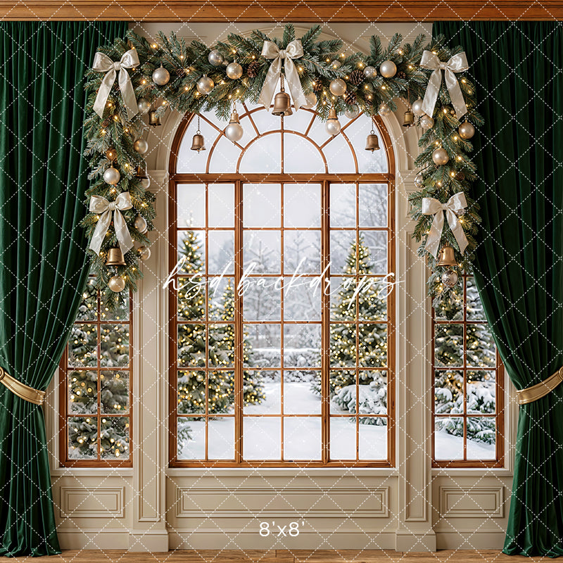 Grand Noel Window Photography Backdrop – Timeless Holiday Portrait Scene | HSD Backdrops