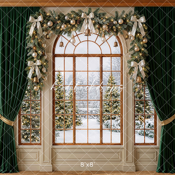 Grand Noel Window Photography Backdrop – Timeless Holiday Portrait Scene | HSD Backdrops