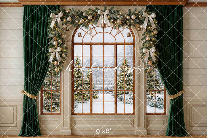Grand Noel Window Photography Backdrop – Timeless Holiday Portrait Scene | HSD Backdrops